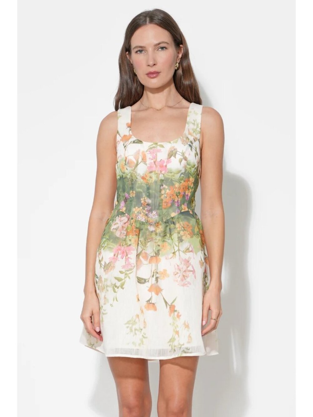 Adelyn Rae White Floral Print Sleeveless Dress
